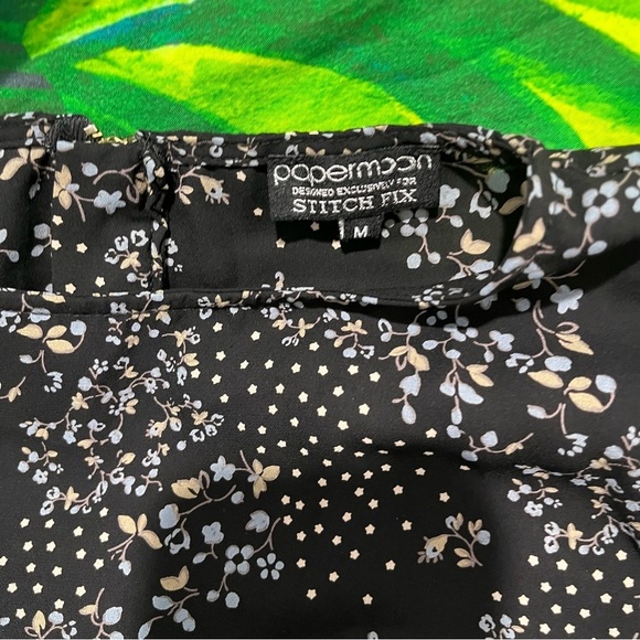 GUC $44 Papermoon Stitch Fix Medium Floral Zip Abernath Tie 3/4 Sleeve Blouse - Picture 9 of 13